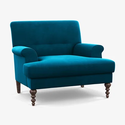 Heal's Scp Oscar Formal Armchair Velvet Teal Walnut Feet - Heal's UK Furniture
