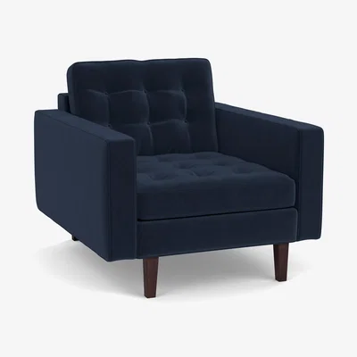 Heal's Heal's Hepburn Armchair Grain Leather Storm 006 Wenge Black Feet - Heal's UK Furniture