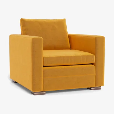 Heal's Heal's Palermo Armchair Nobilis Velvet Mustard Walnut Feet - Heal's UK Furniture