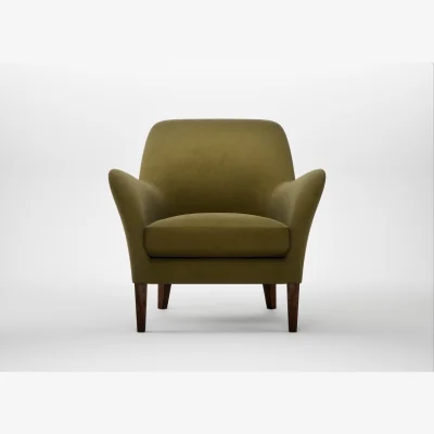 Heal's Heal's Wallis Armchair Wool Velvet Olive Walnut Stained Feet