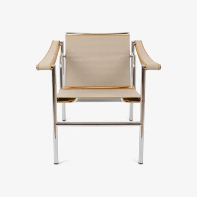 Heal's Cassina LC1 Armchair Chrome Ecru Canvas & Natural - Heal's UK Furniture