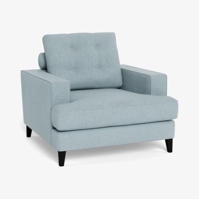 Heal's Heal's Mistral Armchair Smart Linen Mix Duck Egg Black Feet - Heal's UK Furniture