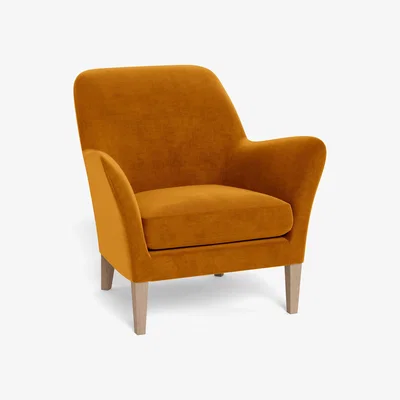 Heal's Heal's Wallis Armchair Smart Luxe Velvet Cognac Black Feet