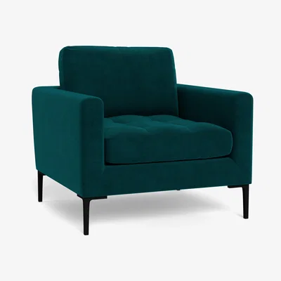 Heal's Heal's Eton Armchair Smart Luxe Velvet Ocean Black Feet