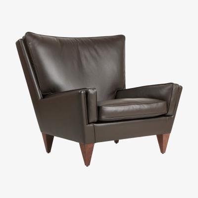 Heal's Gubi V11 Lounge Chair in Smooth Leather Coffee and American Walnut
