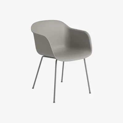 Heal's Muuto Fiber Armchair Tube Base Normal Shell Dusty Green - Heal's UK Furniture