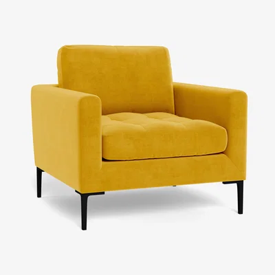 Heal's Heal's Eton Armchair Smart Luxe Velvet Canary Brass Feet