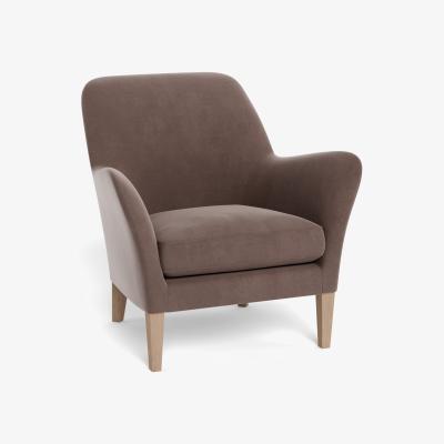 Heal's Heal's Wallis Armchair Smart Velvet Mouse Natural Oak Feet