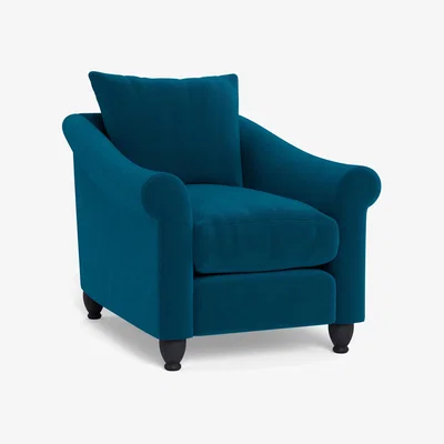 Heal's Heal's Devon Armchair Velvet Teal Black Stain Beech Feet - Heal's UK Furniture