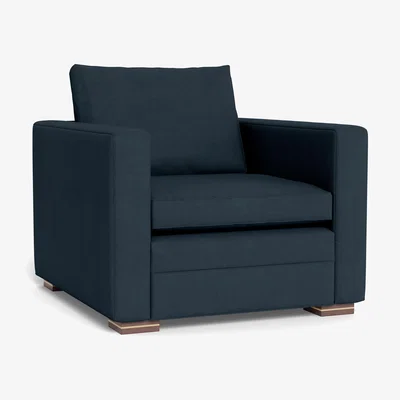 Heal's Heal's Palermo Armchair Siena Cotton Deep Sea Black Feet - Heal's UK Furniture