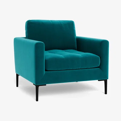 Heal's Heal's Eton Armchair Smart Velvet Petrol Black Feet