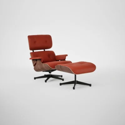 Heal's Vitra Eames Lounge Chair & Ottoman Chestnut Black Classic Calma 08 Dark Anthracite Polished/Black Base 04
