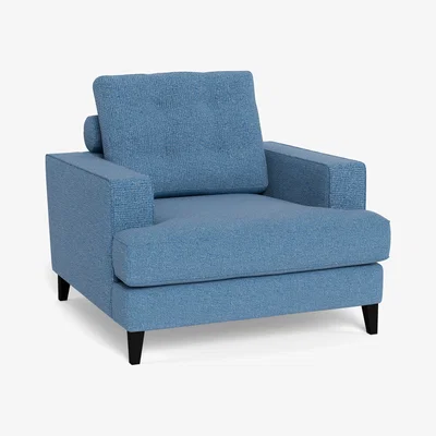 Heal's Heal's Mistral Armchair Tejo Recycled Cobalt Black Feet - Heal's UK Furniture