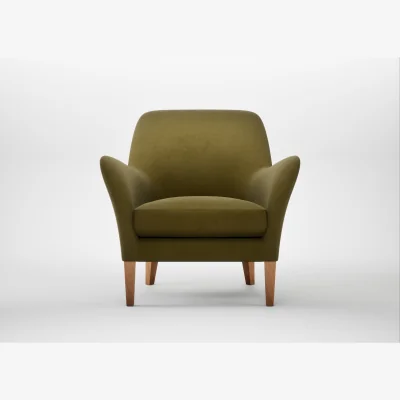 Heal's Heal's Wallis Armchair Wool Velvet Olive Natural Feet