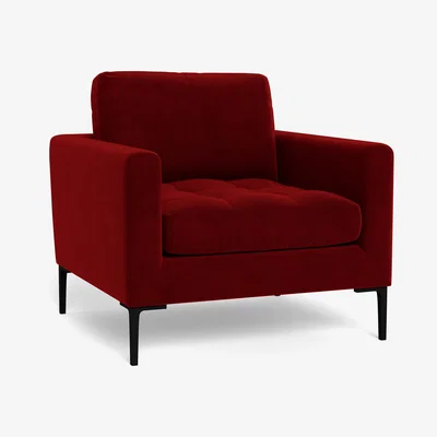 Heal's Heal's Eton Armchair Smart Luxe Velvet Mulberry Brass Feet