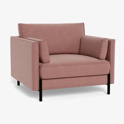 Heal's Heal's Tortona Armchair Smart Luxe Velvet Dusky Pink Black Feet