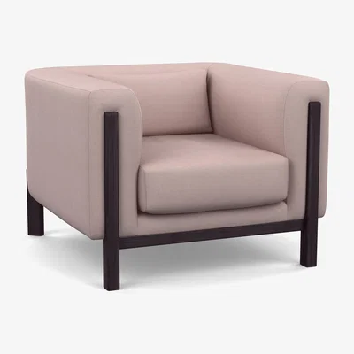 Heal's Heal's Massimo Armchair Siena Cotton Dusky Pink Black Ash Feet - Heal's UK Furniture
