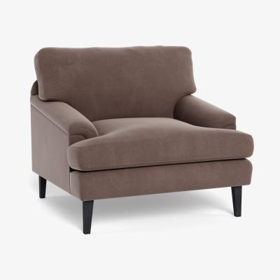 Heal's Heal's Stanton Armchair Smart Velvet Mouse Black Feet