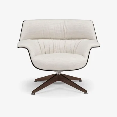 Heal's Heal's Coach Low Back Armchair 03 Leather Old Velvet 2015 Shell Natural Matt Wood Noce Canaletto Metal Base - Heal's UK Furniture