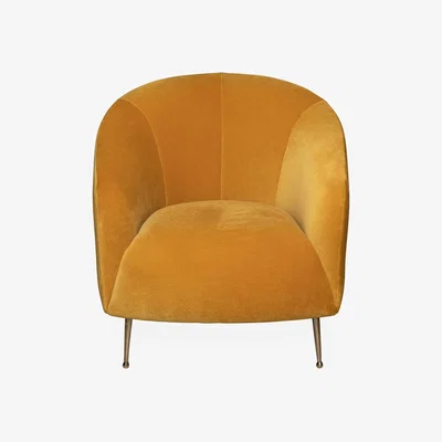 Heal's Heal's Bloomsbury Armchair Smart Velvet Mouse Brass Feet - Heal's UK Furniture