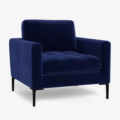 Heal's Heal's Eton Armchair Velvet Midnight Black Feet - Heal's UK Furniture
