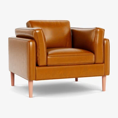 Heal's Heal's Sonno Armchair Leather Stonewash Toffee 277 Natural Feet - Heal's UK Furniture