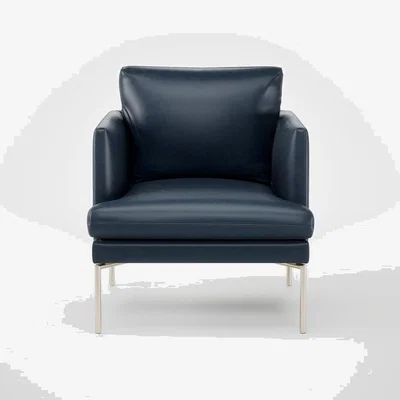 Heal's Heal's Matera Armchair Stonewash Leather Navy Blue 279 Stainless Steel Foot
