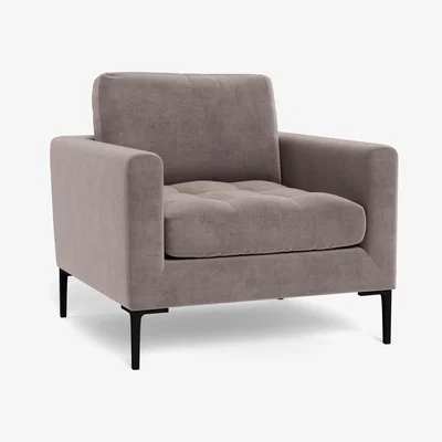 Heal's Heal's Eton Armchair Smart Luxe Velvet Mushroom Black Feet