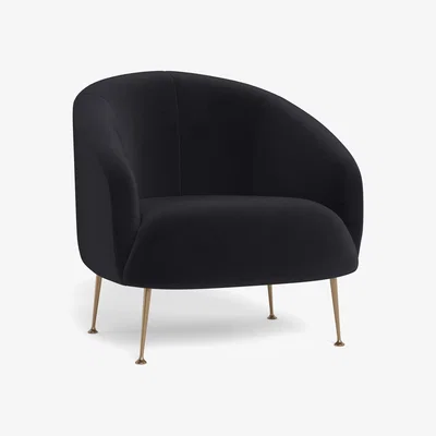 Heal's Heal's Bloomsbury Armchair Velvet Black Brass Feet - Heal's UK Furniture