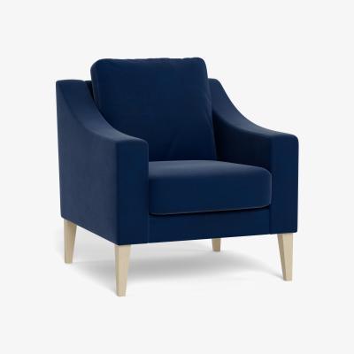 Heal's Heal's Richmond Armchair Velvet Midnight Natural Feet - Heal's UK Furniture
