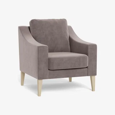 Heal's Heal's Richmond Armchair Smart Luxe Velvet Mushroom Black Feet - Heal's UK Furniture