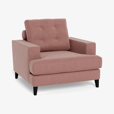 Heal's Heal's Mistral Armchair Smart Luxe Velvet Dusky Pink Natural Beech Feet