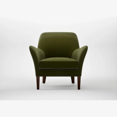 Heal's Heal's Wallis Armchair Cotton Velvet Evergreen Walnut Stained Feet