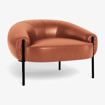 Heal's Heal's Isola Armchair Leather Stonewash Light Brown 274 Black Feet - Heal's UK Furniture