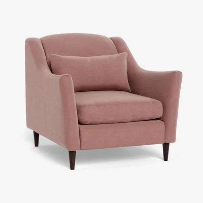 Heal's Heal's Somerset Armchair Smart Luxe Velvet Dusky Pink Walnut Stained Feet
