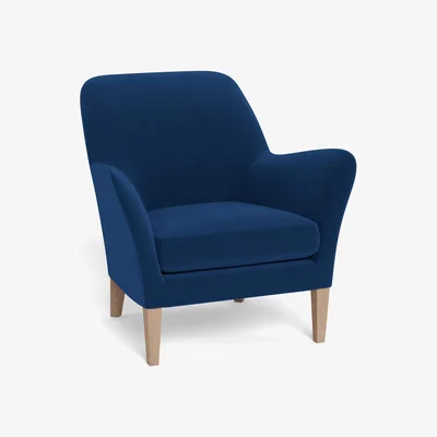Heal's Heal's Wallis Armchair Velvet Petrol Natural Feet