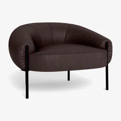 Heal's Heal's Isola Armchair Leather Grain Chocolate 066 Black Feet - Heal's UK Furniture