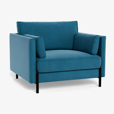 Heal's Heal's Tortona Armchair Smart Velvet Ocean Black Feet