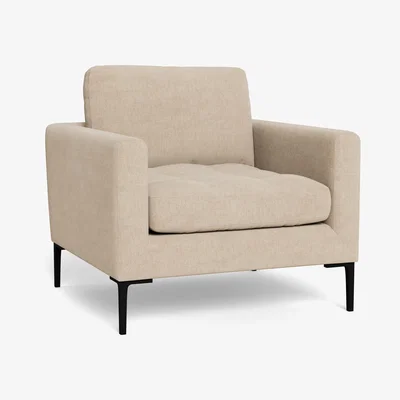 Heal's Heal's Eton Armchair Brushed Cotton Oat Brass Feet