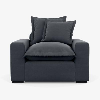 Heal's Heal's Brompton Armchair Smart Luxe Velvet Midnight Black Feet - Heal's UK Furniture