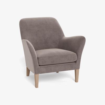Heal's Heal's Wallis Armchair Smart Luxe Velvet Mushroom Natural Ash Feet