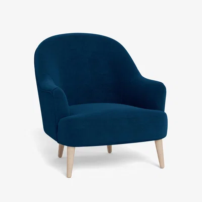 Heal's Heal's Elgin Chair Smart Velvet Blue Natural Feet - Heal's UK Furniture