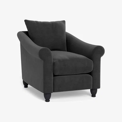 Heal's Heal's Devon Armchair Smart Luxe Velvet Nickel Black Stain Beech Feet - Heal's UK Furniture
