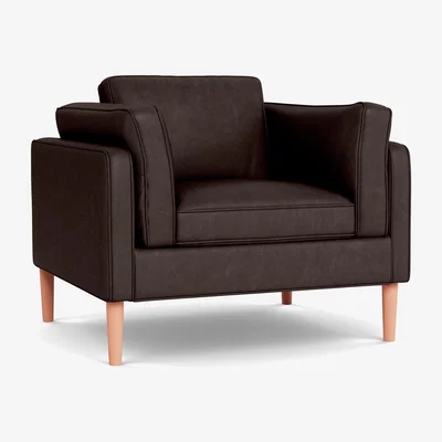 Heal's Heal's Sonno Armchair Leather Grain Chocolate 066 Walnut Feet - Heal's UK Furniture