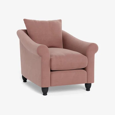 Heal's Heal's Devon Armchair Smart Luxe Velvet Dusky Pink Natural Beech Feet