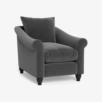 Heal's Heal's Devon Armchair Melton Wool Granite Black Stain Beech Feet - Heal's UK Furniture