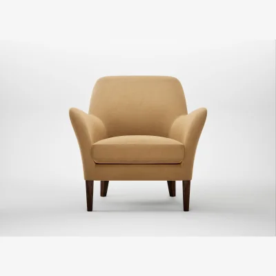 Heal's Heal's Wallis Armchair Wool Velvet Camel Walnut Stained Feet