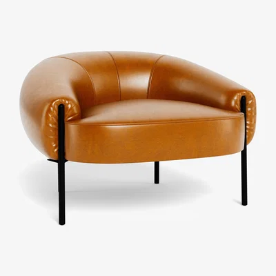 Heal's Heal's Isola Armchair Leather Stonewash Toffee 277 Bronze Feet - Heal's UK Furniture