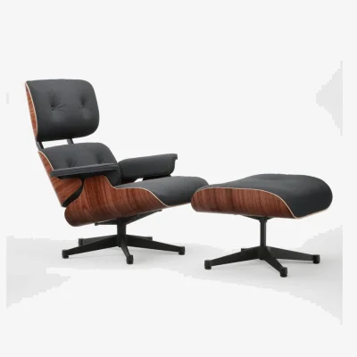 Heal's Vitra Eames Lounge Chair & Ottoman Santos Pal. Contemporary Calma 10 Dark Grey Black Base 04
