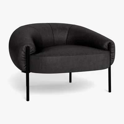 Heal's Heal's Isola Armchair Leather Grain Graphite 063 Black Feet - Heal's UK Furniture